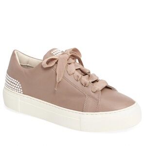 Like new  AGL Pearl Embellished Leather Sneaker